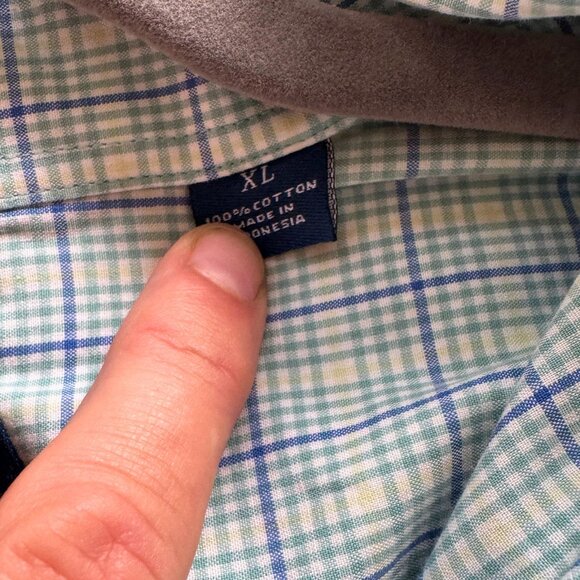 Fish Hippie Blue/Green Plaid Button-Down Shirt XL - Picture 7 of 8